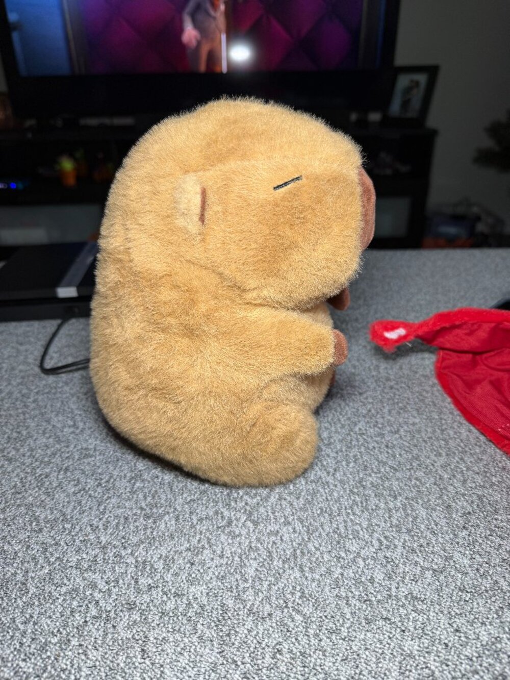 plush Capybara with strawberry hat
